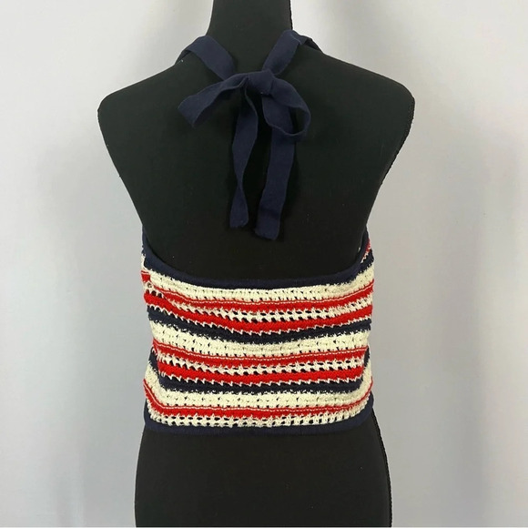 & Other Stories Cotton Crochet Halter Neck Top Stripes Women’s M Boho Americana - Picture 5 of 14